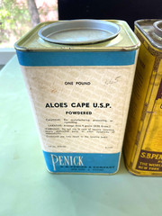 3 VINTAGE PENICK TIN CARDBOARD MEDICAL APOTHECARY PHARMACEUTICAL POWDER ALOES