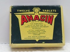 Vintage Anacin 12 Tablets Headache Cardboard Medicine Box Jersey City N.J.