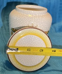 Aloe Pulv. Vintage Apothecary Jar Italian Latin Lid Crackled Rare Vanity Storage