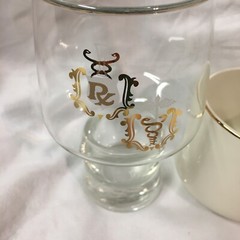 DOCTOR PHARMACIST Apothecary CADUCEUS RX GOLD RIM Coffee Cup and Glass Set
