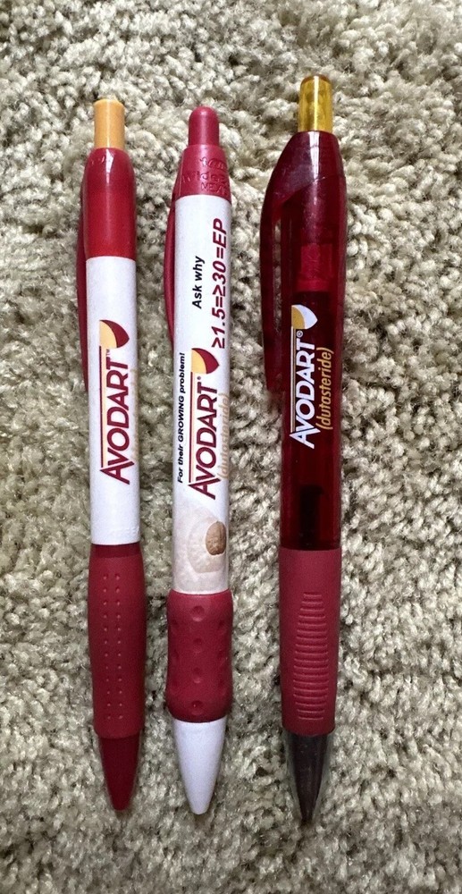 Lot Of 3 Drug Rep Pharmaceutical Promo Pens Avodart