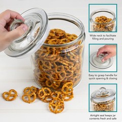 Glass Apothecary Jars – Set Of 3 – 32oz Canisters With Lids – Sugar Container…