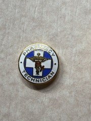 1977 Pharmacy Technician Enamel and Gold-Tone Medical Caduceus Rx Uniform Pin