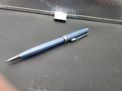New Drug Rep Pfizer Accupril Metal Pen Advertising Light Blue / Gray ? Writes