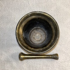 Vintage Apothecary￼￼ Coricidin Mortar & Pestle Brass Rx Secundum Artem Pharmacy