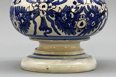 c. 1730 Italian Majolica Nove Waisted Blue & White Albarello Drug Pharmacy Jar