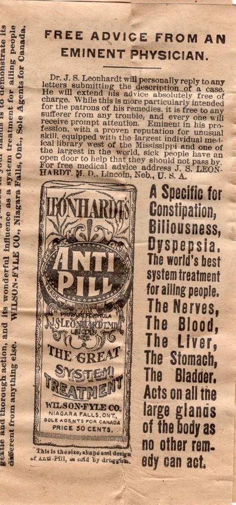 Dr. J.S. Leonhardt ’s Anti-Pill Directions & Advice – Vintage-Wilson-Fyle-Canada