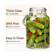 ComSaf 1.1 Gallon Glass Jars with Airtight Lids (138oz, Set of 2), … Fast Ship