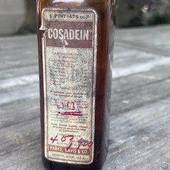 Vintage Parke Davis Cosadein Codeine Amber Pharmacy Bottle , EMPTY