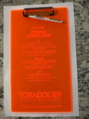 TORADOL Clipboard w/Bic Pen-Never Used-Pharmaceutical Drug Rep Promo Neon Orange