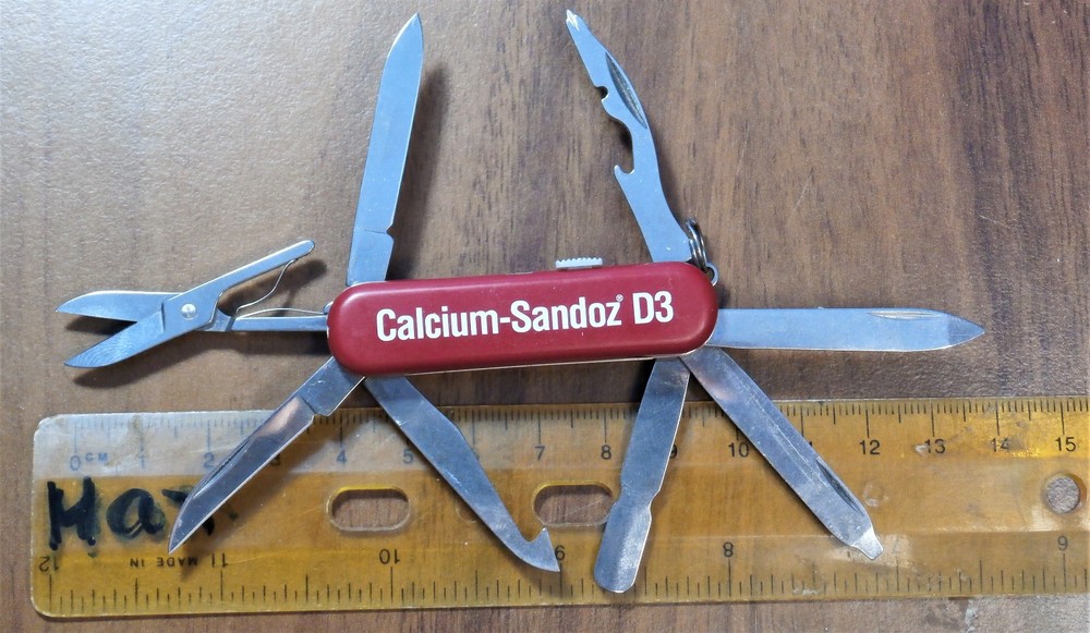Vtg victorinox CALCIUM SANDOZ – POCKET KNIFE RAZOR, LSD pharmacy Swiss