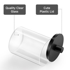 TIPGO Glass Qtip Holder Dispenser – 10 oz Clear Canister Apothecary Jar, Bath…