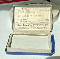 1946 Prescription Pill Box Thackray’s Pharmacy Long Beach CA Medical Ephemera Vi