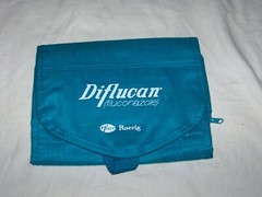 VINTAGE PFIZER DIFLUCAN PROMOTIONAL UTILITY BAG NOTE PAD-PEN CANVAS TEAL BLUE