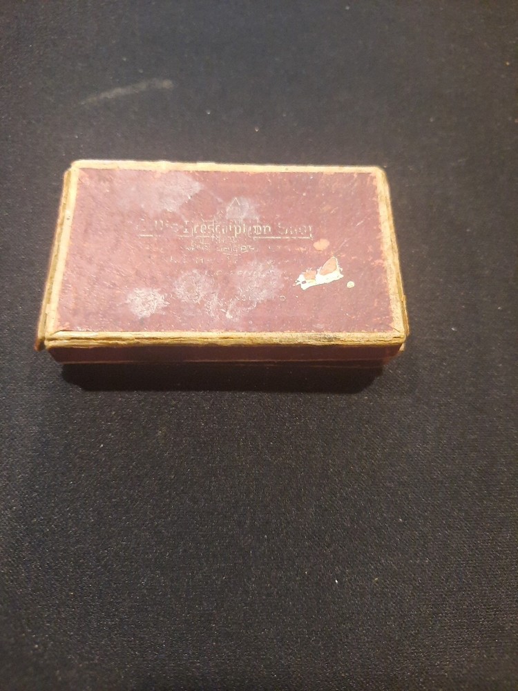 antique paper cardboard rx prescription drugs hinged box 1935