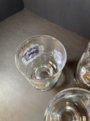 4 MCM Apothecary Pharmacy Medical Rx Gold Trim Footed Bar Drinking Glasses