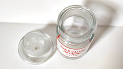 BARBITALUM NATRIUM, Vintage Glass Apothecary Pharmacy Clear Jar, 50 ml, Cap