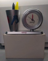 Pharmaceutical Promo VESIcare Desktop Plastic 4.5″H Battery Clock & Pen Holder