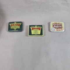 Pair Vintage Anacin Tin and Cardboard and Bayer Tin, Nice Condition