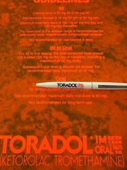 TORADOL Clipboard w/Bic Pen-Never Used-Pharmaceutical Drug Rep Promo Neon Orange