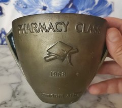 Vintage Pharmacy Class 1968 Mortar & Pestle Rx Secundum Artem Schering