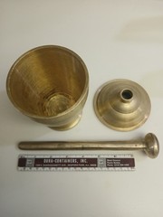 Mortar and Pestle with Lid – Solid Brass – 4.2 lbs – Vintage Apothecary