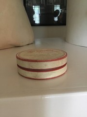 Vintage FRENCH Pharmacie Round Cardboard Container Red PATE PECTORALE Codeine
