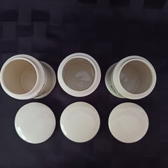 Vintage Style Porcelain European Script Apothecary Jar Set/3