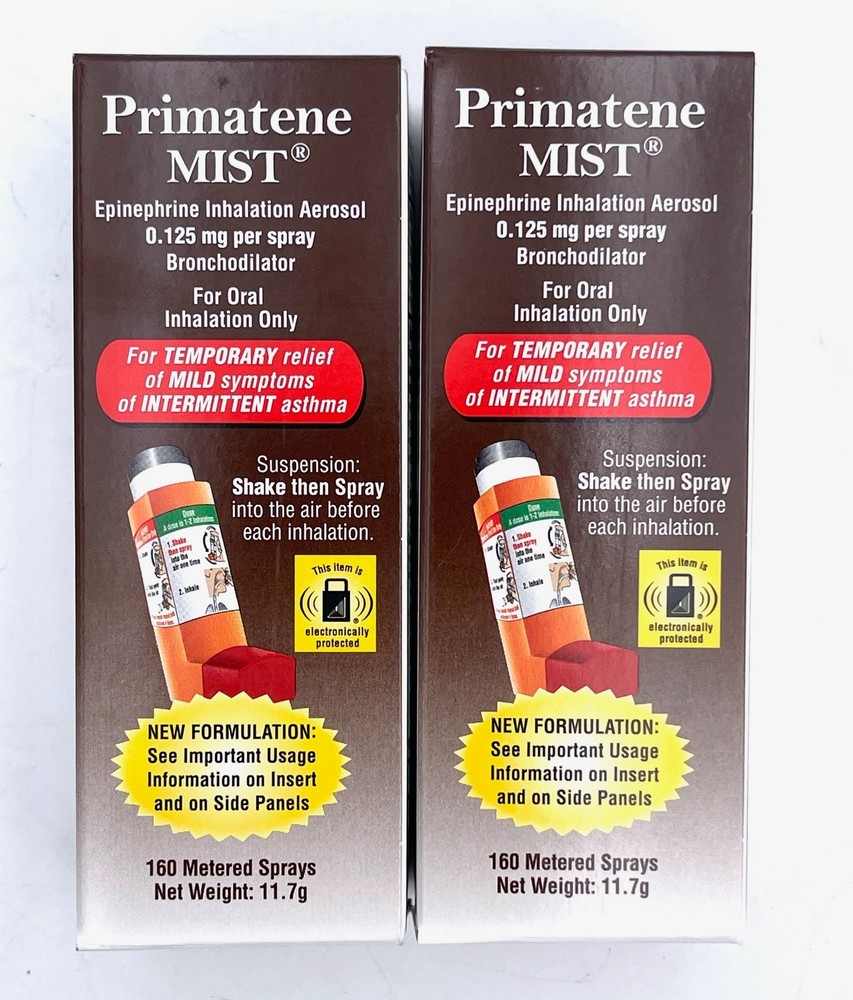 (2) Primatene Mist Epinephrine Inhalation Aerosol 160 Sprays 11.7g (EXP – 10/27)
