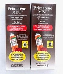 (2) Primatene Mist Epinephrine Inhalation Aerosol 160 Sprays 11.7g (EXP – 10/27)