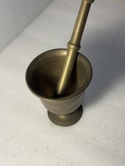 Vintage 1940s – 50s Solid Brass Mortar and Pestle Greek Key Design Pattern 3.5lb