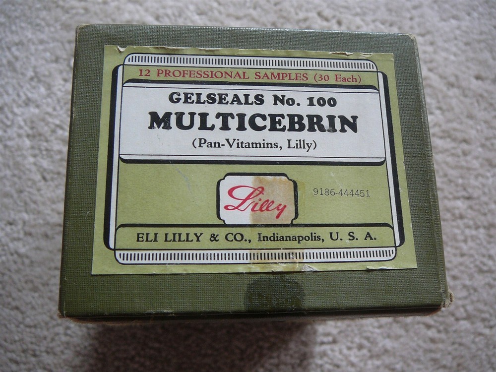 ELI LILLY PHARMECEUTICALS – ANTIQUE PROFESSIONAL SAMPLES BOX MULTICEBRIN – EMPTY