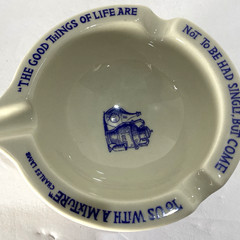 VTG Apothecary Ceramic Ashtray Blue & White Pharmacy Advertising C. Lamb Quote