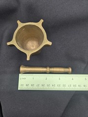Vintage Solid Brass Mortar And Pestle, 2 X 2.75 And 3.75Inches