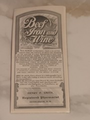 Henry Smith Registered Pharmacist medicine bottle label Wine & Iron Bethlehem PA