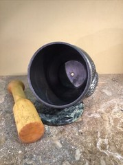 Vtg ￼Pewter￼ Mortar & Pestle Display Only By Schering Corp. On Marble Base 1988