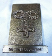 Vintage PHARMACY Bookend BRASS Tinactin 1979 SECUNDUM Artem PAPERWEIGHT