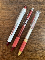 Lot of 3 Lexapro Medical Drug Rep Pharmaceutical Pens Red Grip White Gold Forest