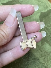 Pharmacy Apothecary Mortar & Pestel Tie Clip Tie Bar Vintage Gold Tone