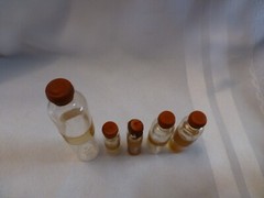 Five Pharmaceutical/Syringe Vials Var. Sizes 1940’s Instruction Letter by Doctor