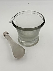 Heavy Blown Clear Glass Mortar & Pestle Set Hand‑Blown Vintage