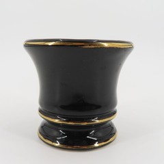 VTG Fashioned by Blair Black Gold Ceramic Mortar Vase 3.1in Tall NO PESTLE USA