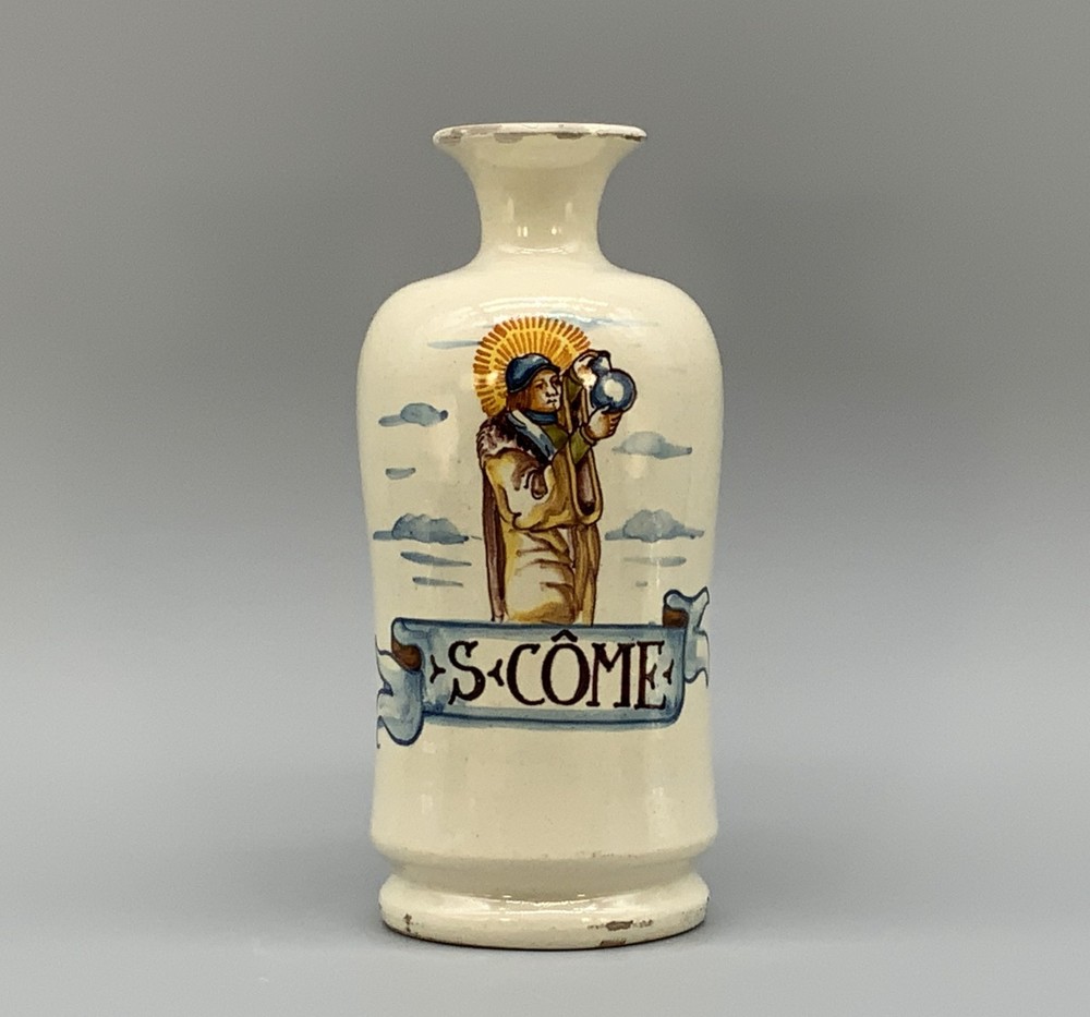 19th-Century French Saint Come Earthenware Apothecary Drug Chemist Jar Bottle