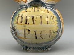 Italian Majolica Pharmacy Jug Polychrome, Mangonese & Yellow 19thC Delft Faience