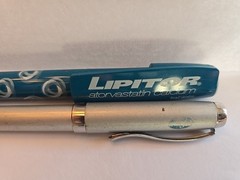 Lipitor Pharmaceutical Drug Rep Promo Ink Pens x2 Vintage Metal