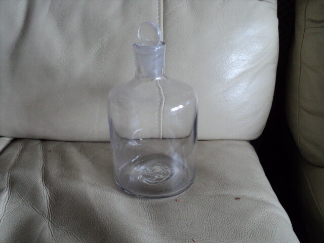 ANTIQUE HAND MADE CHEMIST / PHARMACY BOTTLE WITH STOPPER 17cm