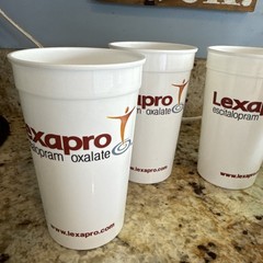 Lexapro Pharmaceutical RX Rep Promotional Plastic Drinking Cups Set of 4