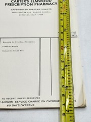 VINTAGE Blank PRESCRIPTION Receipts Carter’s Elmwood Pharmacy Berkeley CA 1960s