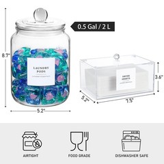 Glass Jars and Dryer Sheet Holder, Dispenser Set with Lids and Labels, Contai…