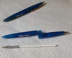 (2) ZOMIG drug promotional Blue Gold BIC CLIC Ballpoint Pen Pharmaceutical Adver